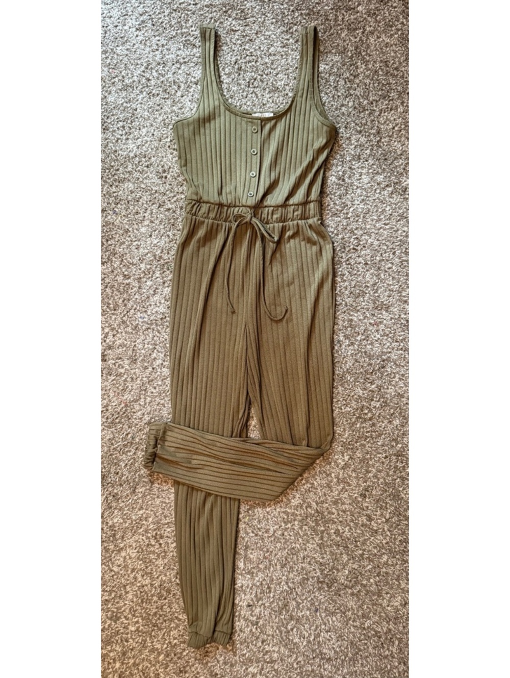 IRIS Ribbed Olive Jumpsuit Women’s Small